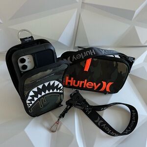 Hurley One and Only Shark Bite Graphic ID Lanyard Pouch wallet-style case-camo